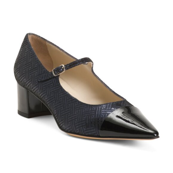 AMALFI Made In Italy Leather Pluto Cap Toe Heels - Picture 1 of 3